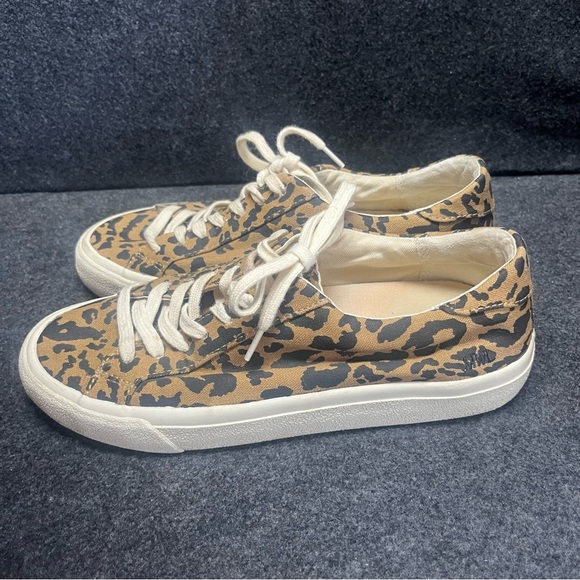 Madewell Sidewalk Sneakers Size 7 Brown White Leopard Print Low Top Lace Up - Picture 5 of 9